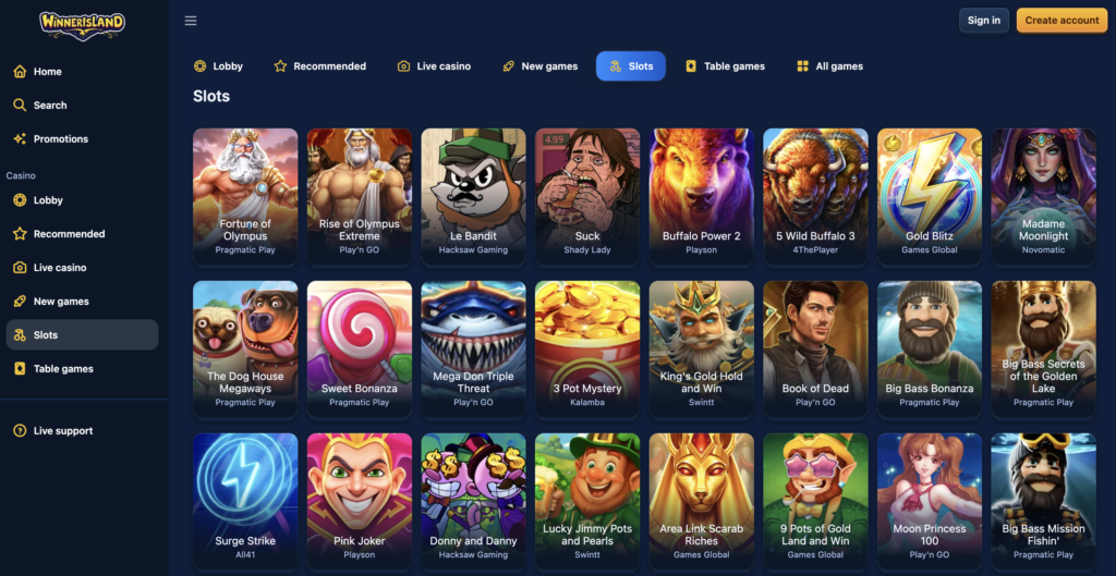 Winner Island Casino - Offering Bonus Buy Slots